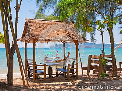 Beach hut, Ao Nang Beach, Krabi Province, Thailand Stock Photo