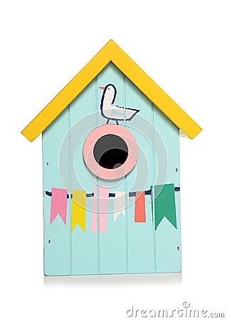 beach hut bird house Stock Photo