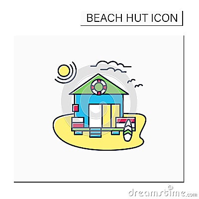 Beach hut color icon Vector Illustration