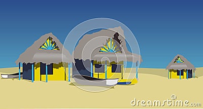 Beach huts Vector Illustration