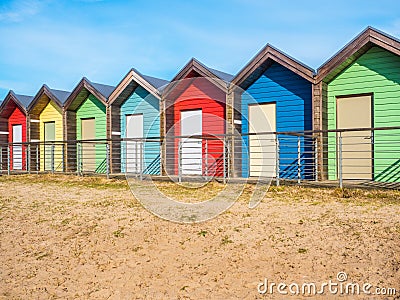 Beach Huts At Blyth Stock Photo