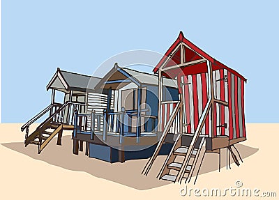 Beach huts Vector Illustration