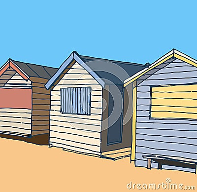 Beach huts Vector Illustration