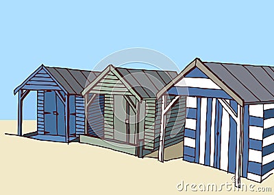 Beach huts Vector Illustration