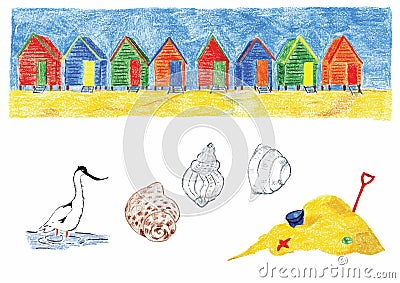 Beach-huts Vector Illustration