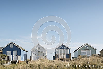 Beach huts on Mudeford sandbank Editorial Stock Photo