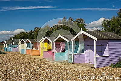 Beach Huts at Rustington, England Stock Photo