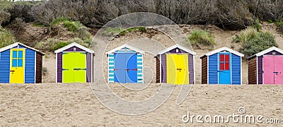 Beach huts on Saunton beach, UK Stock Photo