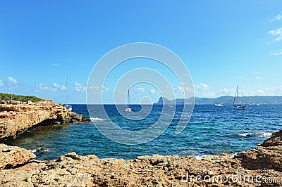 Beach Ibiza, Cala Bassa, Spain Stock Photo