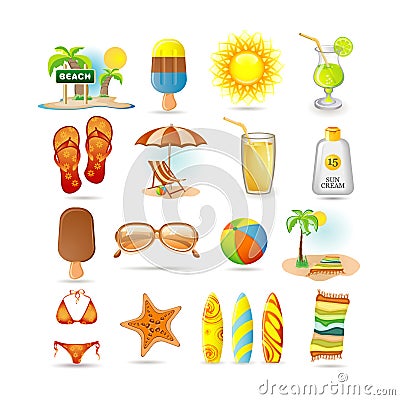 Beach icon set Vector Illustration