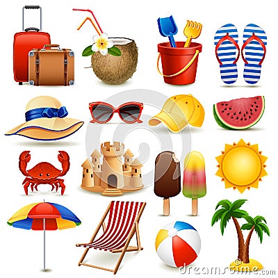 Beach icon set Vector Illustration