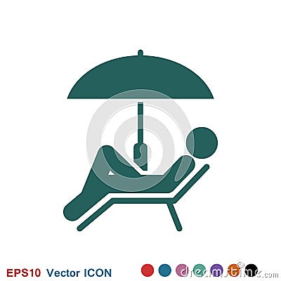 Beach icon vector of vacation and tourism, summer symbol Stock Photo