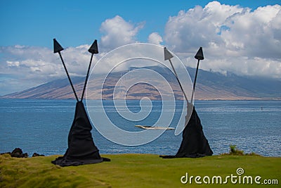 Beach on the Island of Maui, Aloha Hawaii. Stock Photo