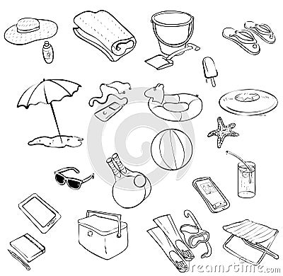 Beach items Vector Illustration