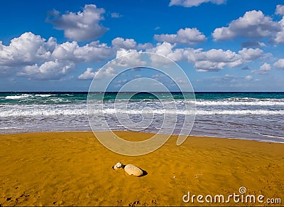Beach La Ramla.Gozo. Malta Stock Photo