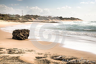Beach with large rocks in Tofo Stock Photo
