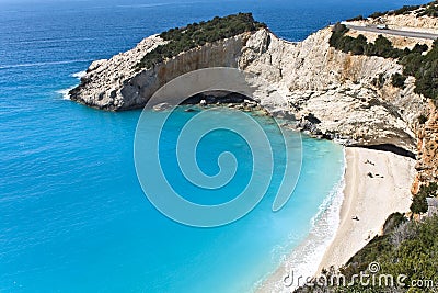 Beach at Lefkada island in Greece. Stock Photo