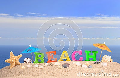 Beach letters on a beach sand Stock Photo