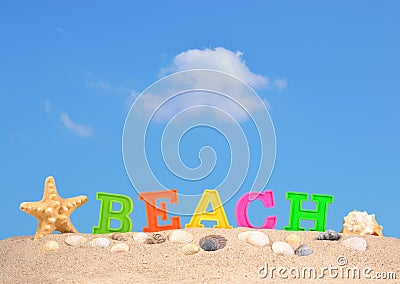 Beach letters on a beach sand Stock Photo