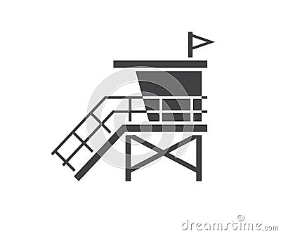 Beach Life Guard House Icon Vector Illustration