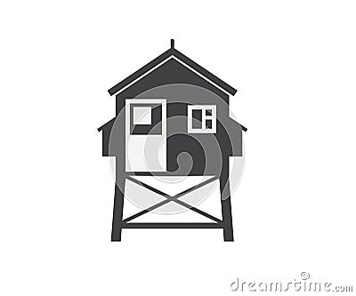 Beach Life Guard House Icon Vector Illustration