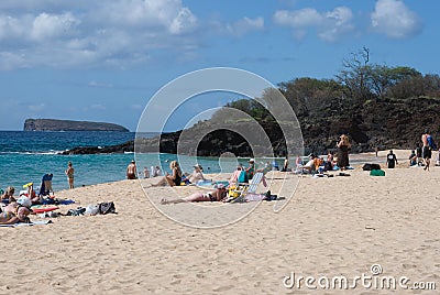 Beach life at Mokapu Beach Park on the Hawaiian island of Maui Editorial Stock Photo