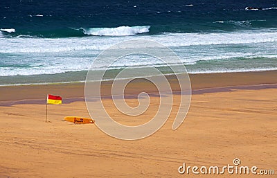 Beach Lifeguard Flag Stock Photo