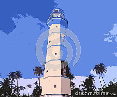 The beach lighthouse on the beach island Stock Photo