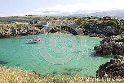 Beach in Llanes, Spain Stock Photo