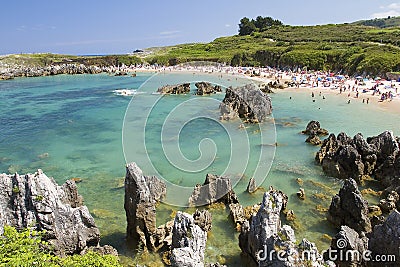 Beach in Llanes, Spain Stock Photo