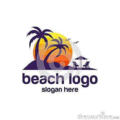 Beach logo design vector Vector Illustration