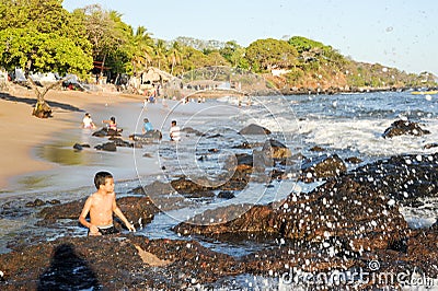 The beach of Los Cobanos Editorial Stock Photo