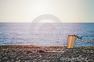 Beach lounger on the beach Stock Photo