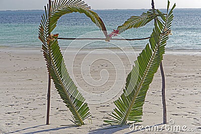 Beach love palm Stock Photo