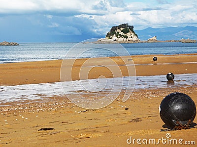 Beach during low tide - Kaiteriteri, New Zealand Stock Photo