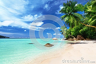 Beach on Mahe island, Seychelles Stock Photo