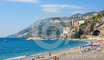 The beach at Maiori, Amali Coast, Italy Stock Photo