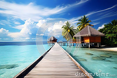 beach in maldives. Generative AI Stock Photo