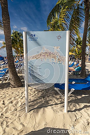 Beach map at Princess Cays Bahamas Stock Photo