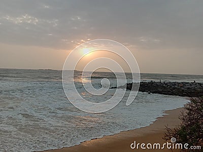 Beach during monsoons Stock Photo