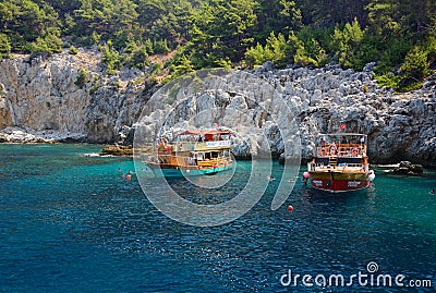 Beach and mountains near Alanya, Turkey Editorial Stock Photo