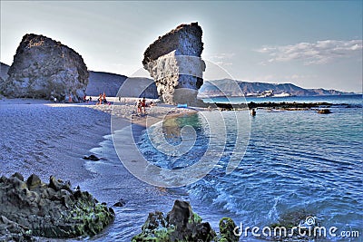 Beach of the Muertos from Carboneras Almeria Andalusia Spain Stock Photo