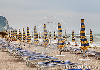 Beach of numana in Conero riviera, Marche, Italy Editorial Stock Photo