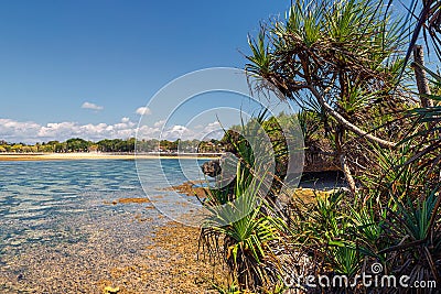 The beach of Nusa Dua during low tide, Bali, Indonesia Stock Photo