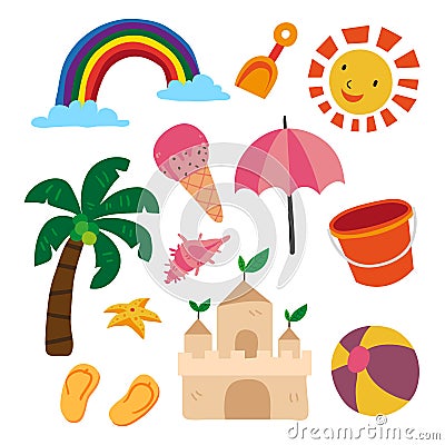 Beach object collection Vector Illustration