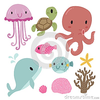 Beach object collection Vector Illustration