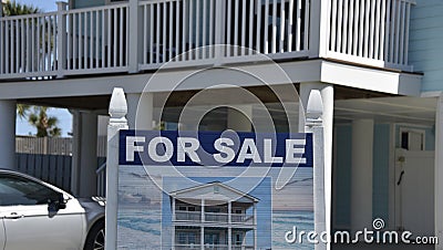 Beach Ocean Front House Bungalow for Sale Stock Photo