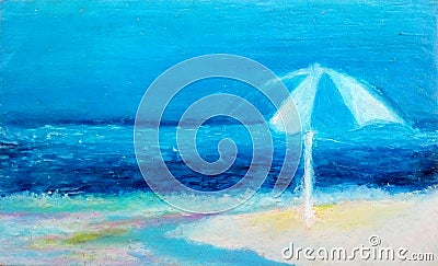 Beach In Oil Pastel Stock Photo