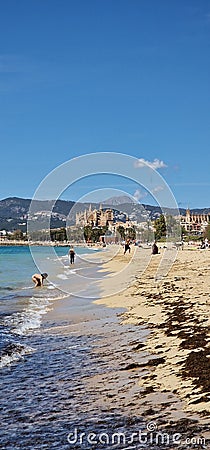 beach in palma de mallorca Playa del Penyal beach palma de mallorca Editorial Stock Photo