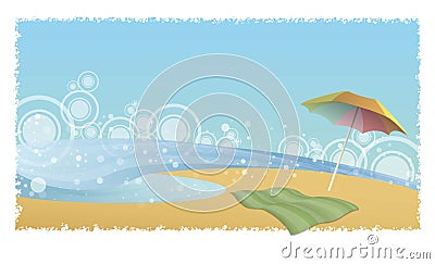 Beach & parasol Vector Illustration